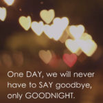 One day, we will never have to say goodbye, only goodnight.